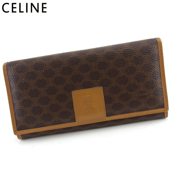 Celine macadam Wallet zipper brown long beige leather - Picture 1 of 6